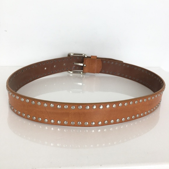 Guess Brown Leather Belt Silver Metal Studs Women’s Size medium Western Cowgirl - Picture 9 of 9